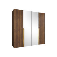 DREHTÜRENSCHRANK Mila II 200 - Goldfarben/Nussbaumfarben, Holzwerkstoff/Kunststoff (200/202/52cm) - MIRJAN24