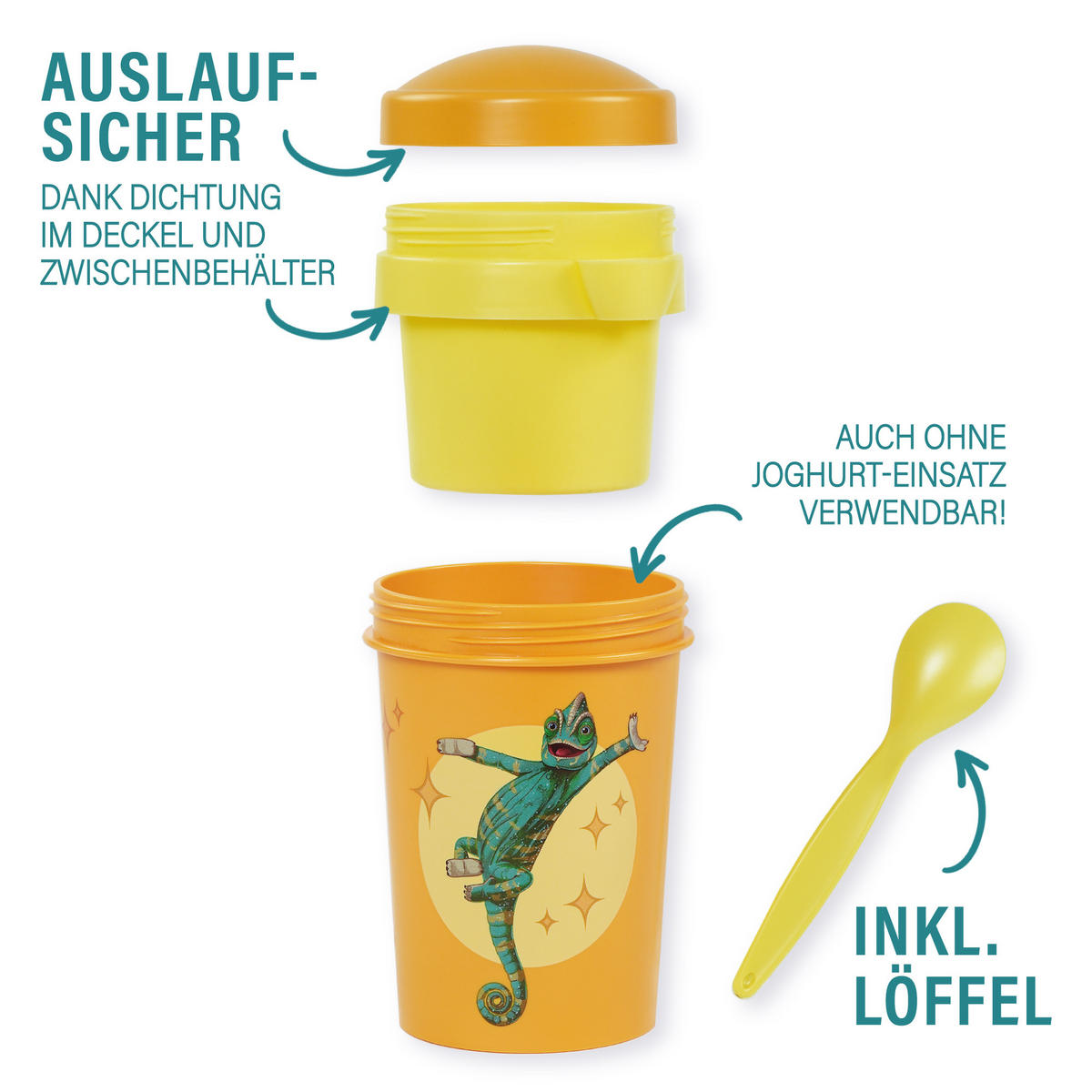 MÜSLIBECHER To Go 540 ml rPET - Gelb, Kunststoff (11.3/11/16cm) - Stoneline