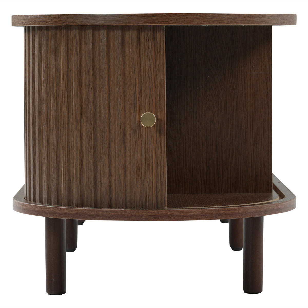 LOWBOARD DE-40325 mit Rattan-Design und ovaler Form Dunkles Walnuss - Eichefarben, Holzwerkstoff (180/40/40cm) - ComfortXL