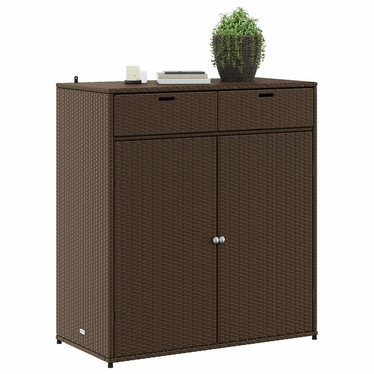 GARTENSCHRANK Braun 105x55x113 cm Poly Rattan - Braun, Kunststoff (105/113/55cm) - furnicato