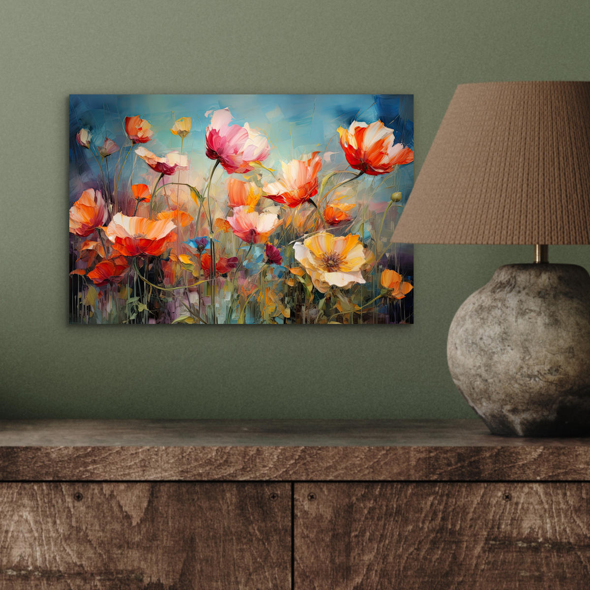 METALLBILD Blumen - Aquarell - Kunst - Botanisch - Natur 30x20 cm - Orange, Metall (30/20cm) - MuchoWow