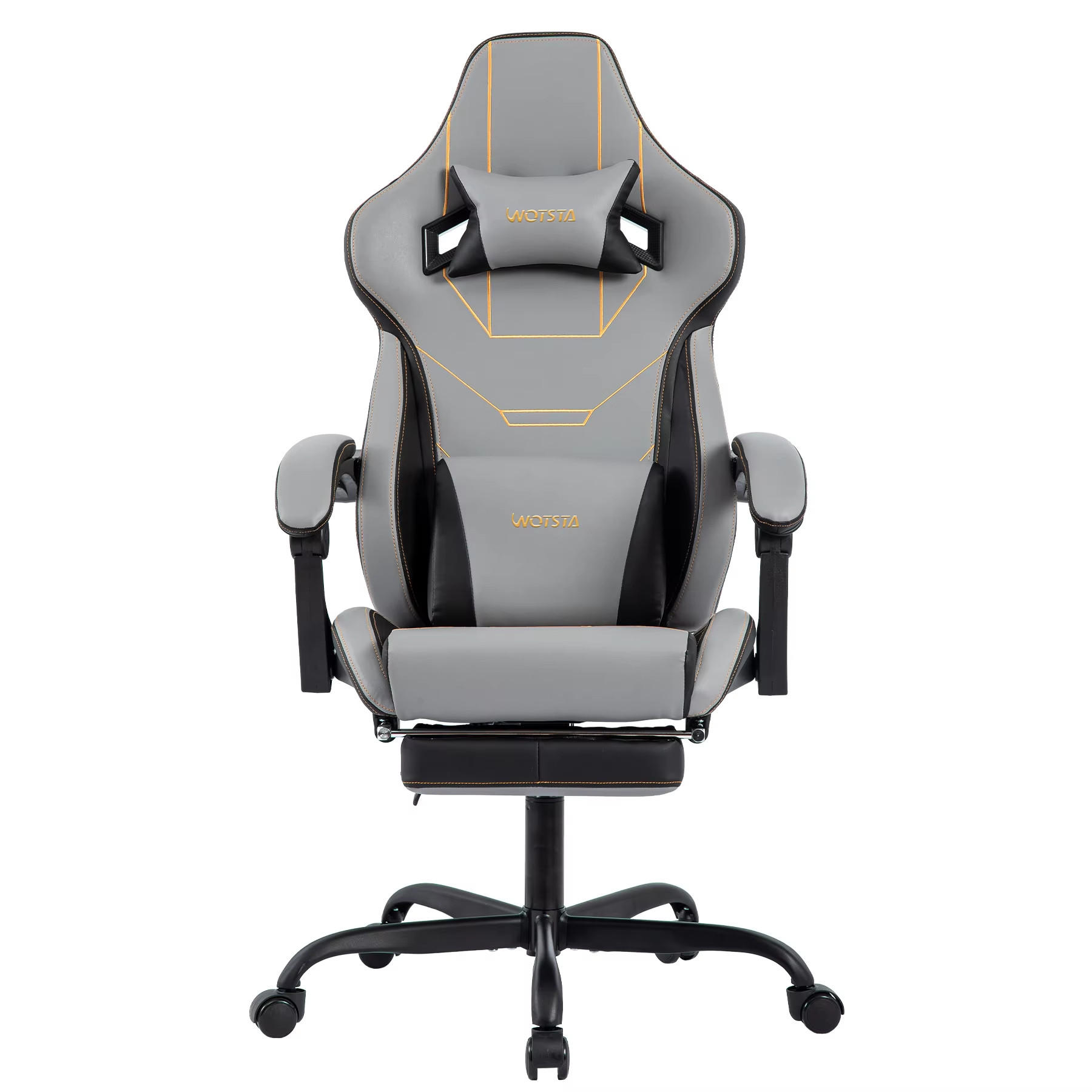 GAMINGSTUHL Gepolstert mit Fußablage Ergonomisch Grau - Grau, Metall (52.98/128.98/50.98cm) - Kaket