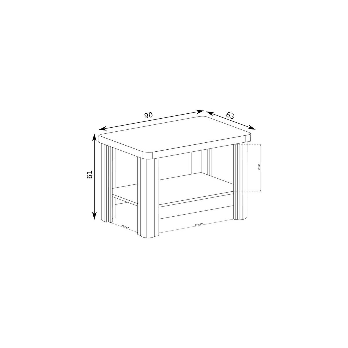 COUCHTISCH Dallas D-14 90 x 63 x 61 cm Trüffeleiche - Trüffeleichefarben, Holzwerkstoff (63/90/61cm) - Koseto