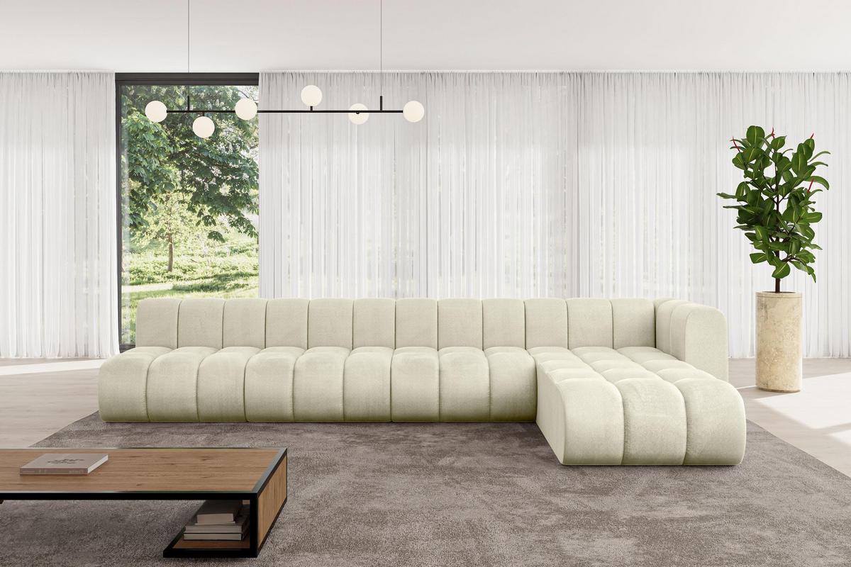 ECKSOFA modulares Sofa Darnel-L3 - 387x177x70 cm Beige - Beige, Holzwerkstoff/Textil (387/177cm) - ALTDECOR