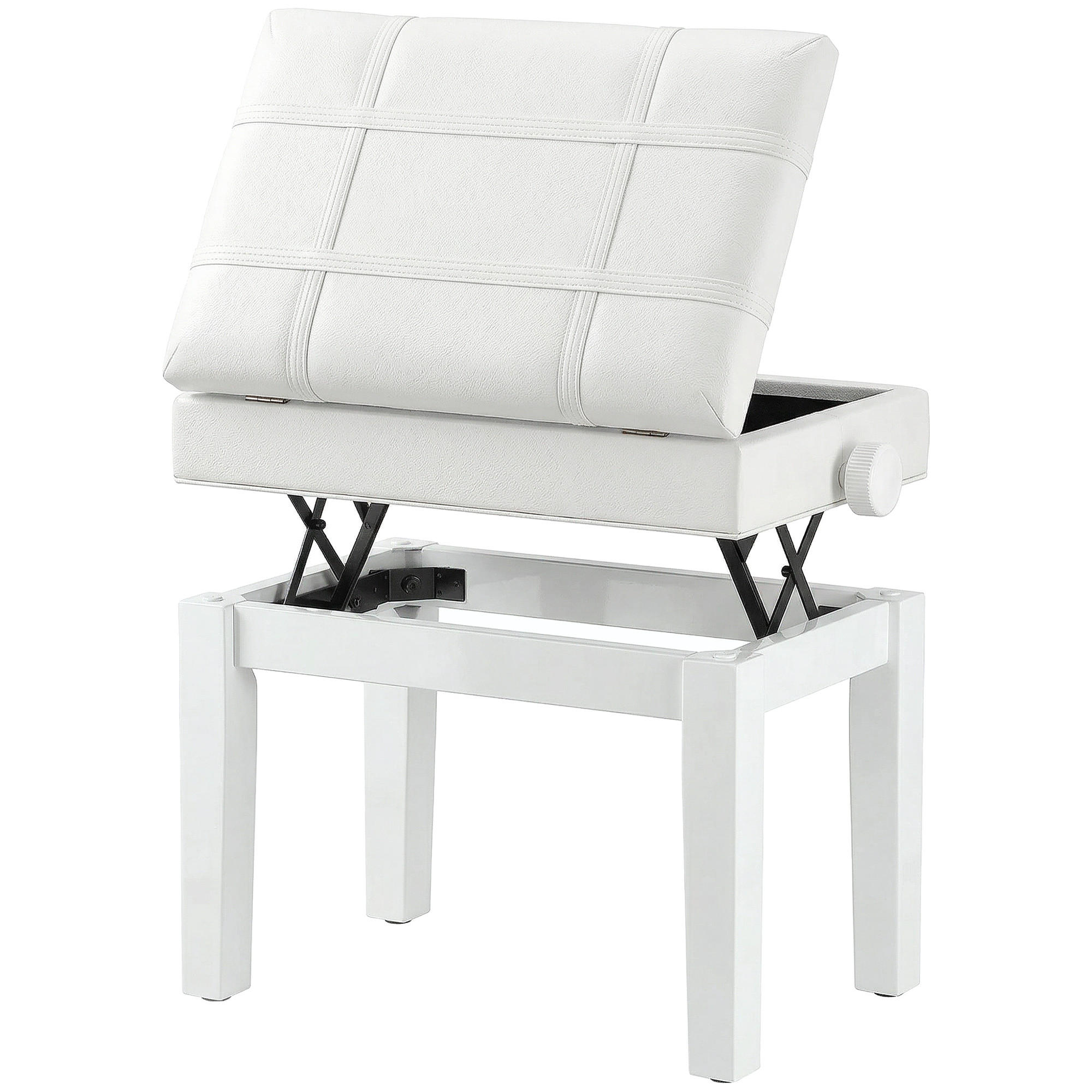 HOCKER DE-16462 höhenverstellbar mit integriertem Fach Weiß - Weiß, Leder (35/56/63cm) - ComfortXL