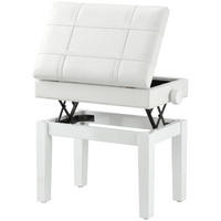 HOCKER DE-16462 höhenverstellbar mit integriertem Fach Weiß - Weiß, Leder (35/56/63cm) - ComfortXL