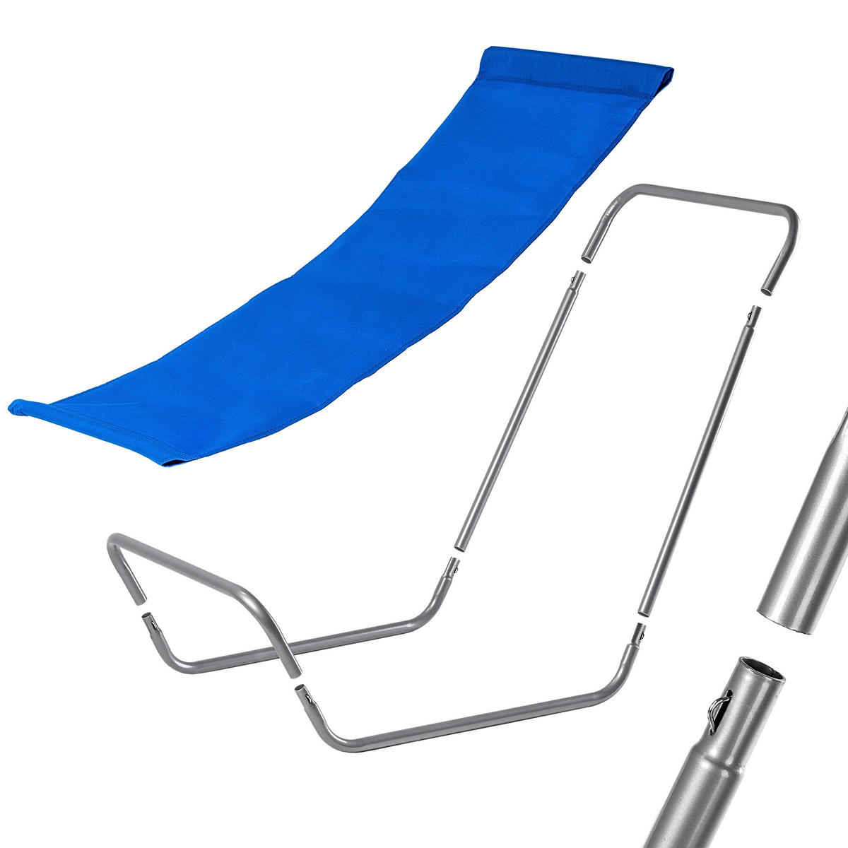 STRANDLIEGE mit Bezug, Blau - Blau, Metall (51/96cm) - KADAX