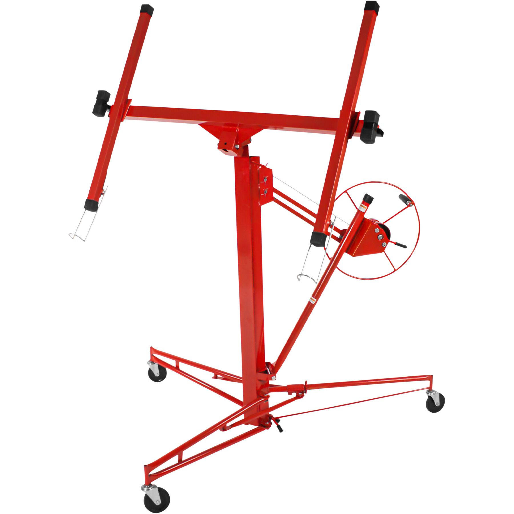 PLATTENHEBER ,breite Stativfüße mit 3 Lenkrollen inklusive Feststellbremsen,rot - Rot, Metall (153/140/185cm) - tectake