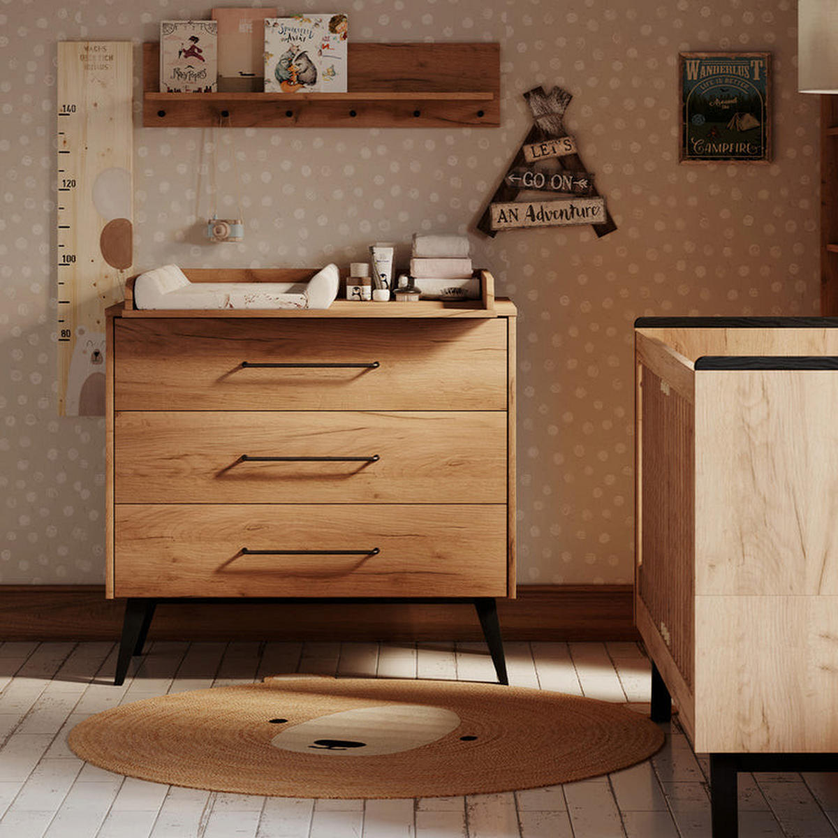DETSKÁ KOMODA Retro Drevo - hnedá, kompozitné drevo (100/92.2/52.4cm) - Petits-meubles