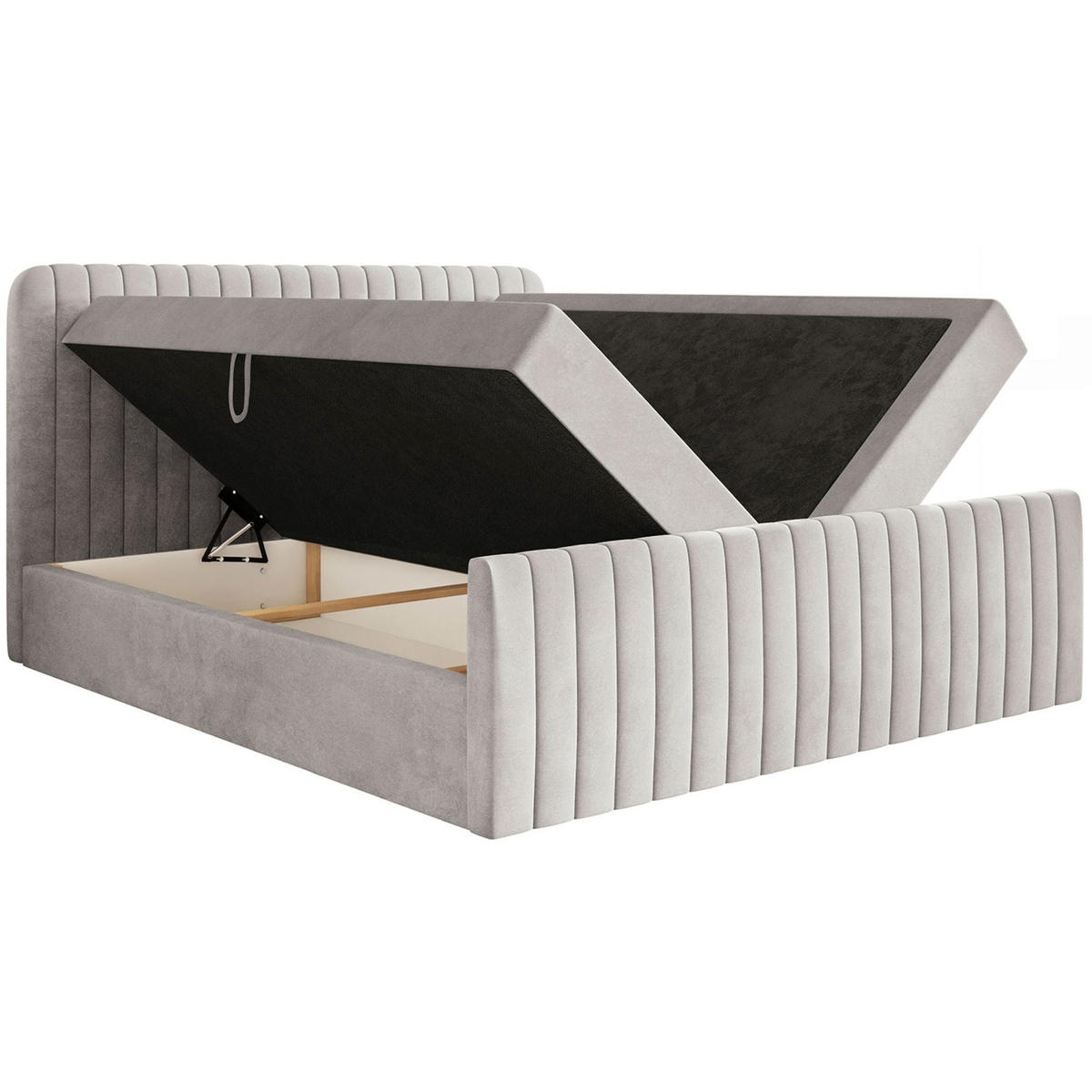 BOXBETT Saliano mit Topper und Samtbezug Greige, 200x200 cm - Taupe, Kunststoff/Textil (200/200cm) - Selsey