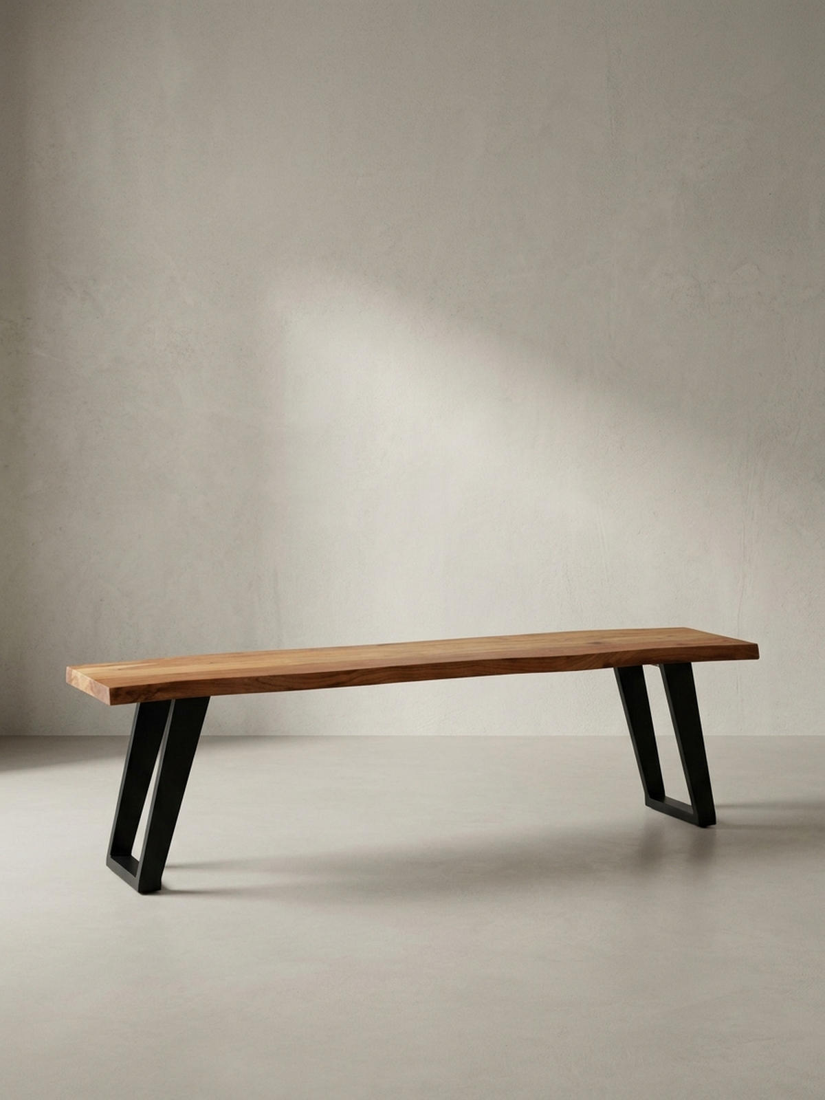 ESSZIMMERBANK Massivholz Metall Baumkante U-Beine, Akazie 140x40x46 cm - Schwarz/Braun, Holz/Metall (140/46/40cm) - KADIMA DESIGN