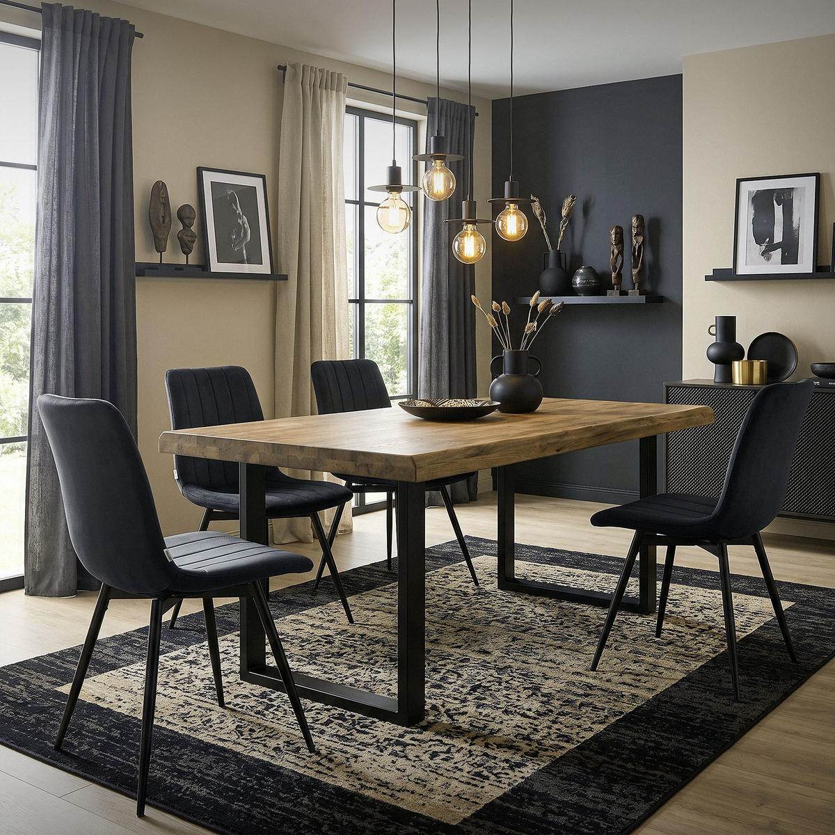 ESSZIMMERSTÜHLE 2er Set drehbar Küchenstühle gepolstert aus Samt Schwarz - Schwarz, Textil/Metall (43/81/52cm) - ML-DESIGN