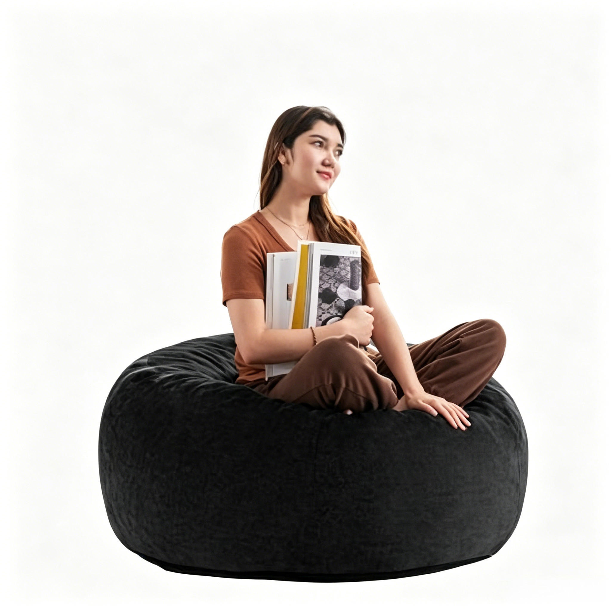 SITZSACK 90x90cm Schwamm Bequemer - Schwarz, Textil (90/21/90cm) - Raelunyi