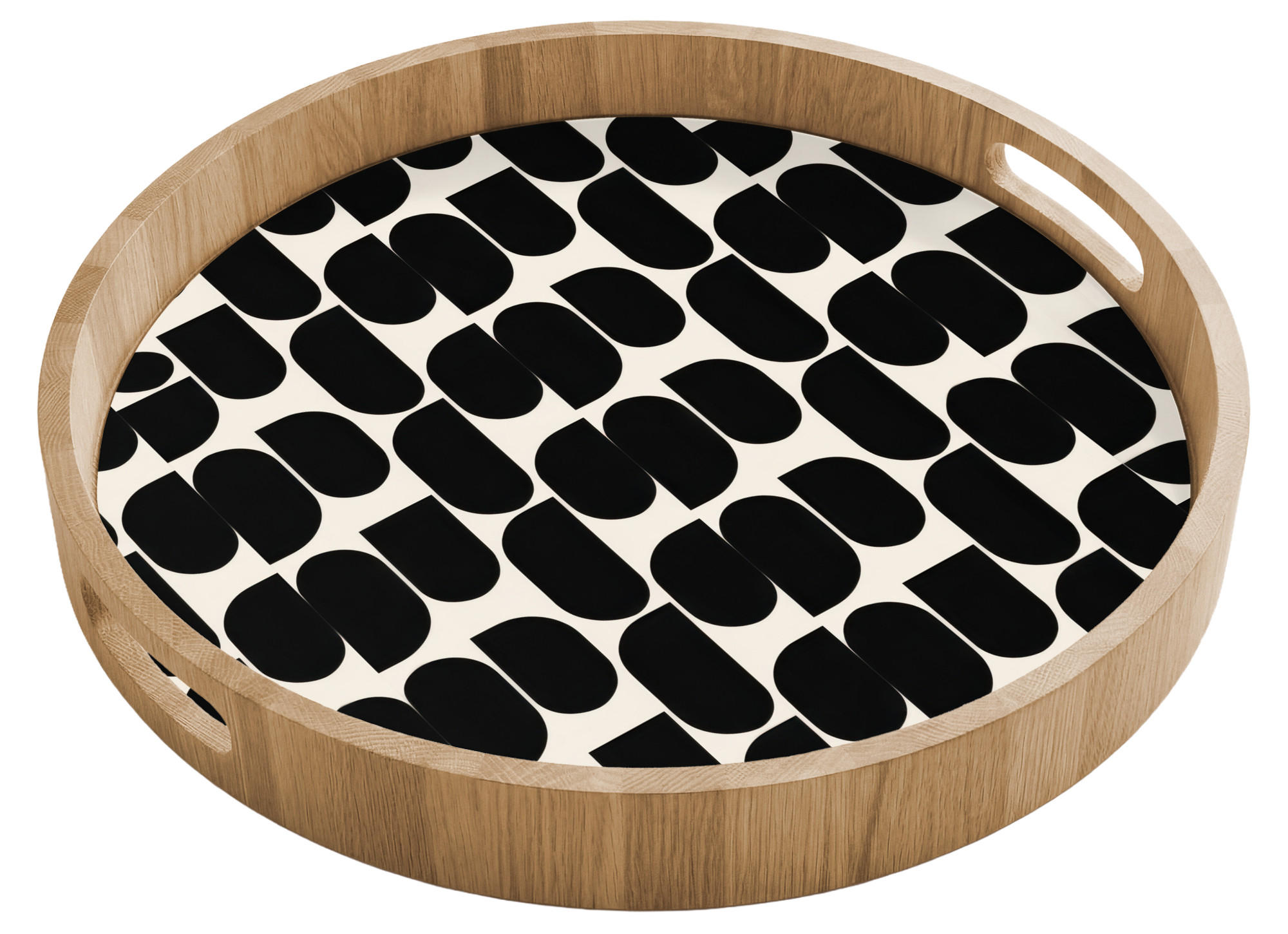 TABLETT Modern - Gemustert - Schwarz 40x40 cm - Schwarz, Holz (40/5/5cm) - OnlyWow