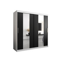 SCHWEBETÜRENSCHRANK 200/200/62 2-türig - Silberfarben/Schwarz, Holz/Kunststoff (200/200/62cm) - Abiks Möbel