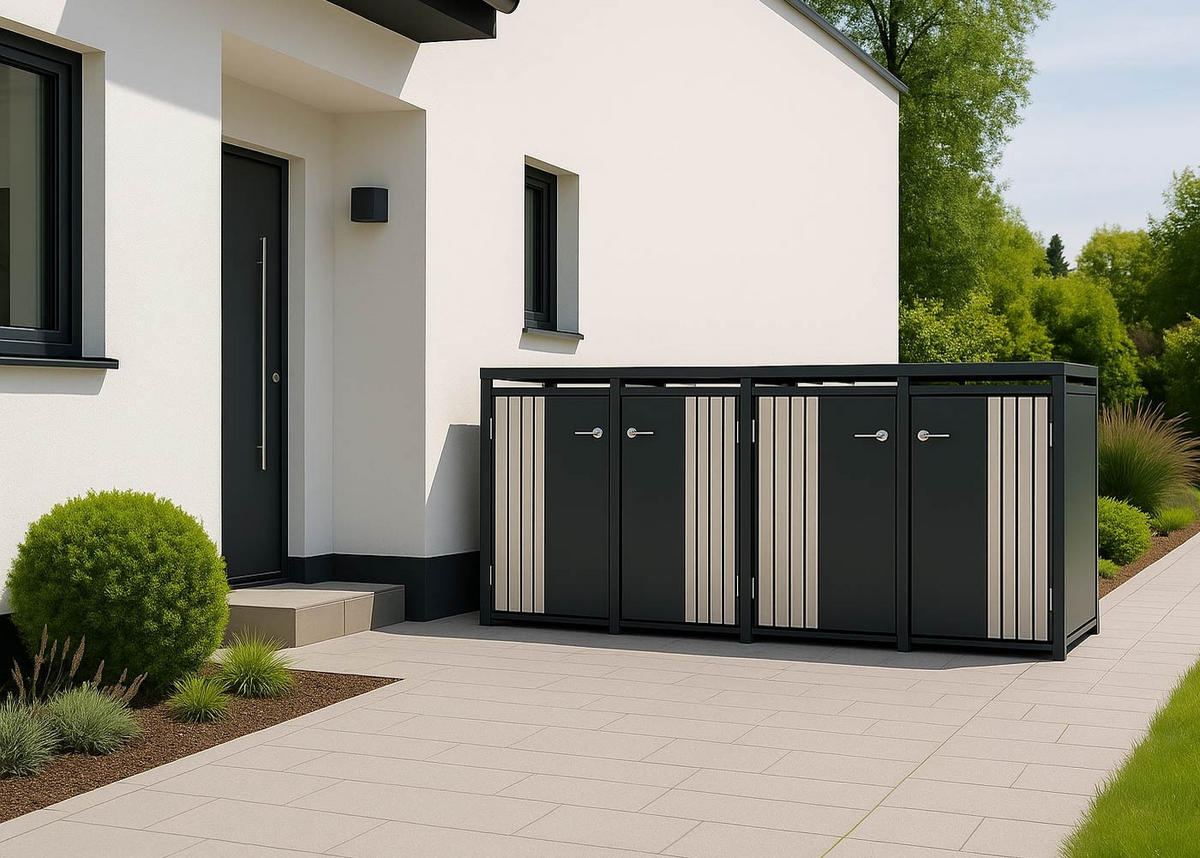 4ER-MÜLLTONNENVERKLEIDUNG Anthrazit, Hellbraun - Hellbraun/Anthrazit, Metall (264/122/84cm) - MCW