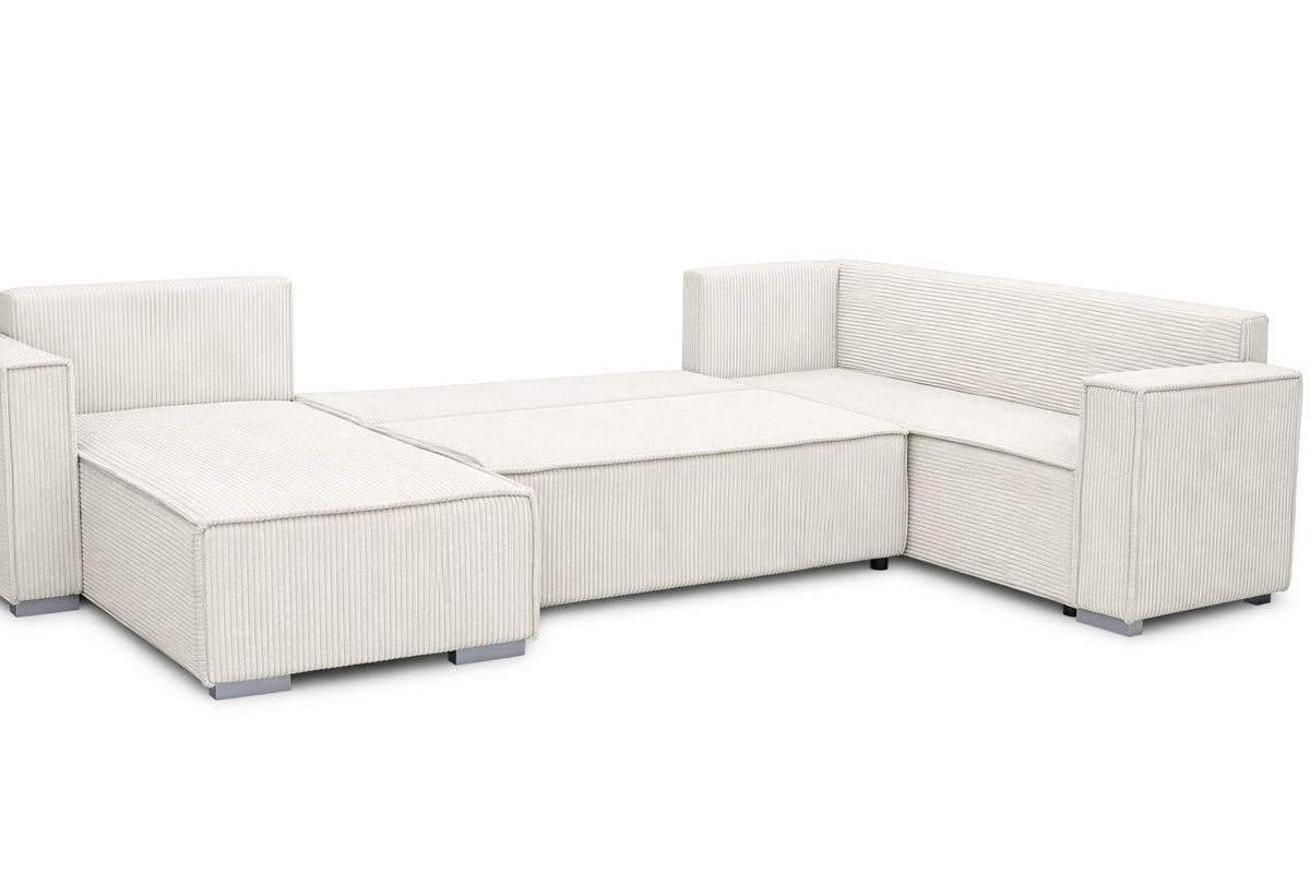 WOHNLANDSCHAFT STYLO U-Form mit Schlaffunktion Bettkasten Cordstoff Poso Beige - Beige, Kunststoff (315/90/215cm) - Wohnideebilder