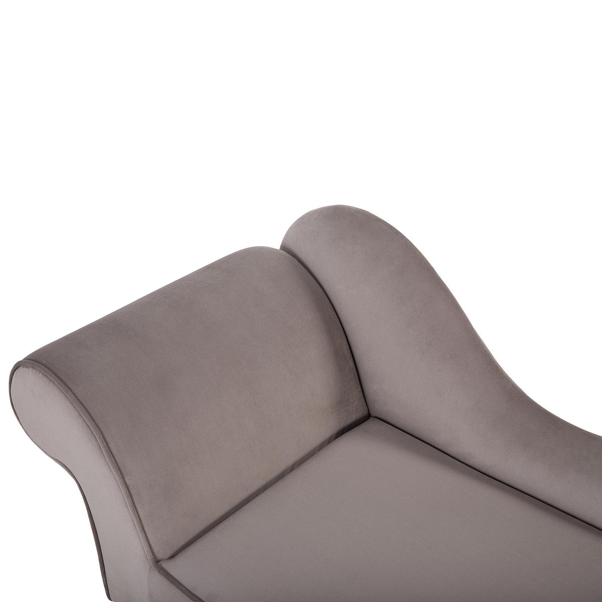 CHAISELONGUE Samtstoff taupe linksseitig Biarritz - Grau, Textil (116/77/56cm) - Beliani