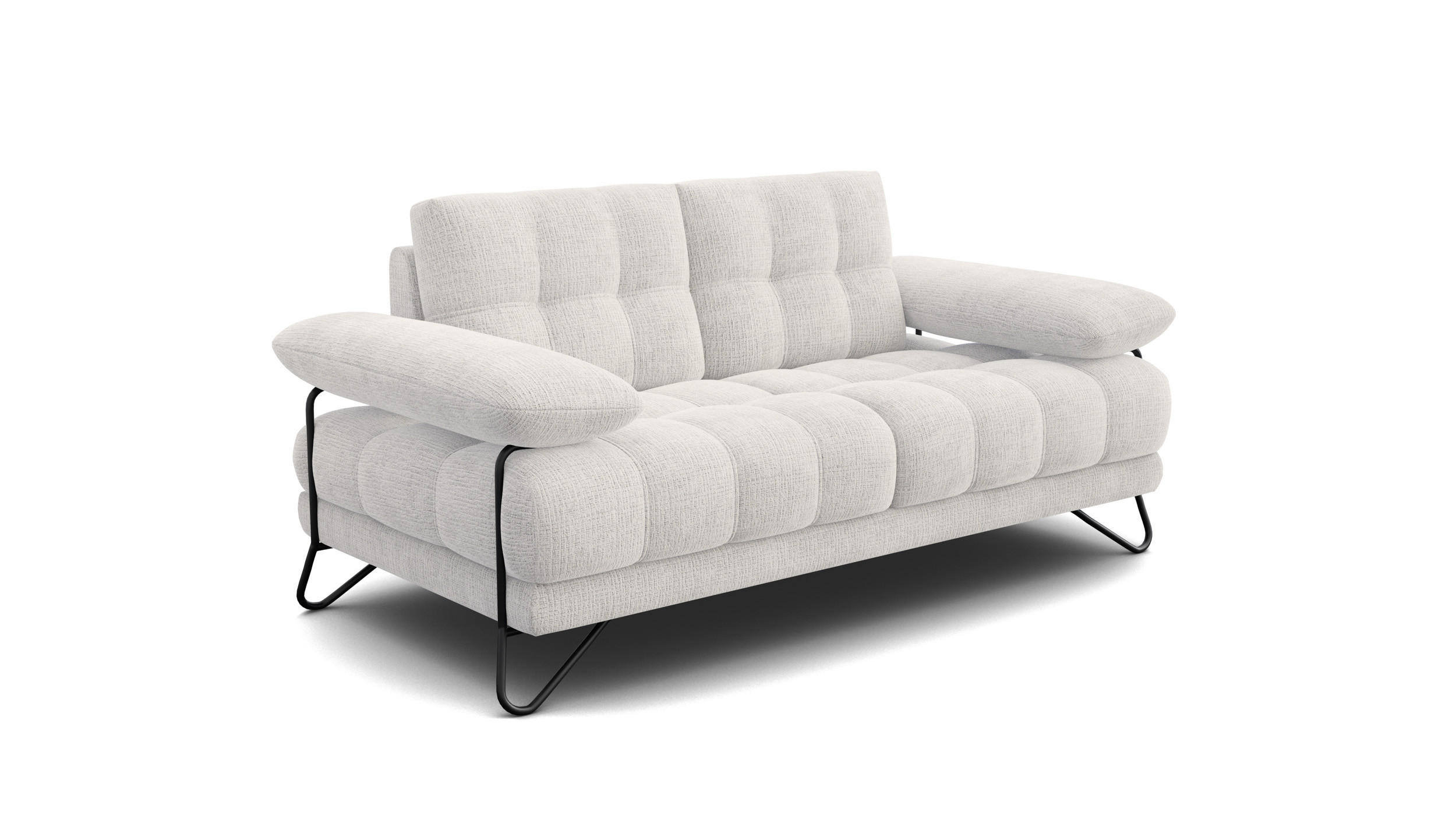 SOFA BUBBARA 2-Sitzer, creme - Creme/Schwarz, Holz/Textil (185/87/96cm) - Courtois Laville