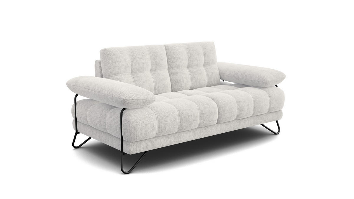 SOFA BUBBARA 2-Sitzer, creme - Creme/Schwarz, Holz/Textil (185/87/96cm) - Courtois Laville