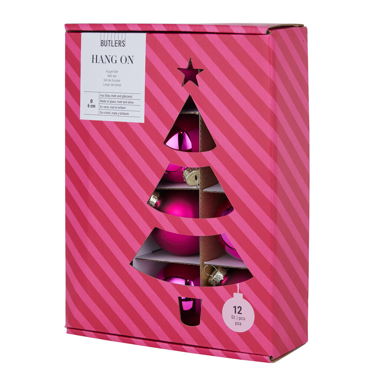 CHRISTBAUMKUGEL (12er-Set) Hang On Kugel Ø6cm - Pink, Glas (6/6/6cm) - Butlers