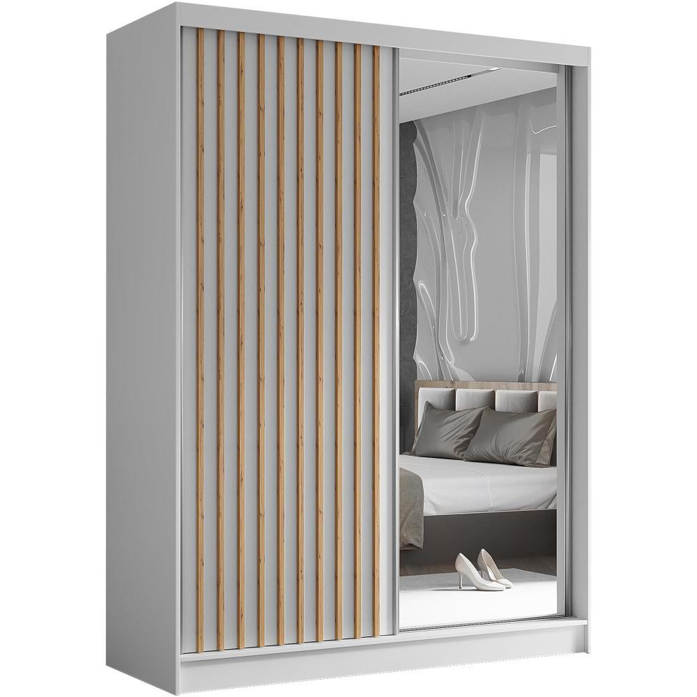 Beautysofa SKŘÍŇ s posuvnými dveřmi Helix 160/216/61 bílá + dub Artisan