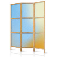 PARAVÁN Japonský 3-dielny 135x172 cm Farebné Ombré - modrá, drevo/textil (135/172/3cm) - Muralo