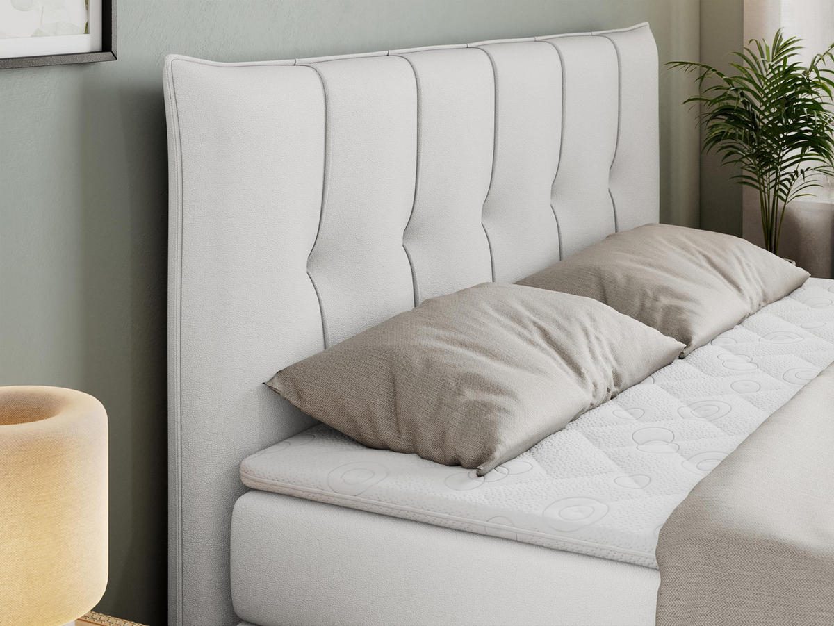 BOXSPRINGBETT PREMIUM 10 KING 200/200 Weiß Kunstleder - H3 - Weiß, Holz/Textil (200/200cm) - MKS