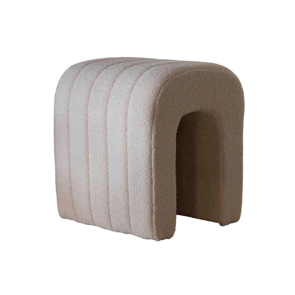 HOCKER aus Bouclé-Stoff, taupe - Taupe, Textil (41/45/38cm) - Giga Meubel