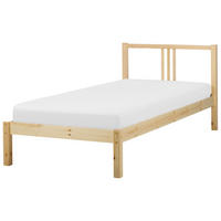 BETT mit Lattenrost 90x200 cm Heller Holzfarbton Vannes - Hellbraun, Holz (90/200cm) - Beliani