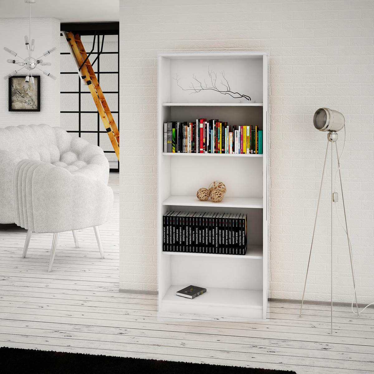 BÜCHERREGAL R3 Weiß 58/30/176 cm - Weiß, Holzwerkstoff (58/176/30cm) - Matkam Möbel