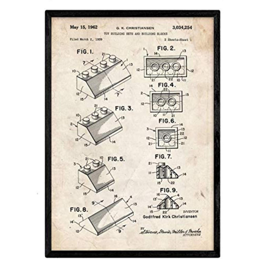 POSTER Lego Bausteine Patent A3 Rahmenlos - Klar, Papier (29.7/5/42cm) - Nacnic
