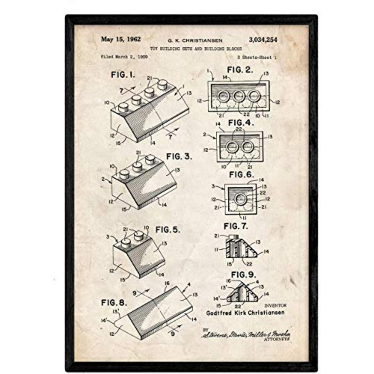 POSTER Lego Bausteine Patent A3 Rahmenlos - Klar, Papier (29.7/5/42cm) - Nacnic
