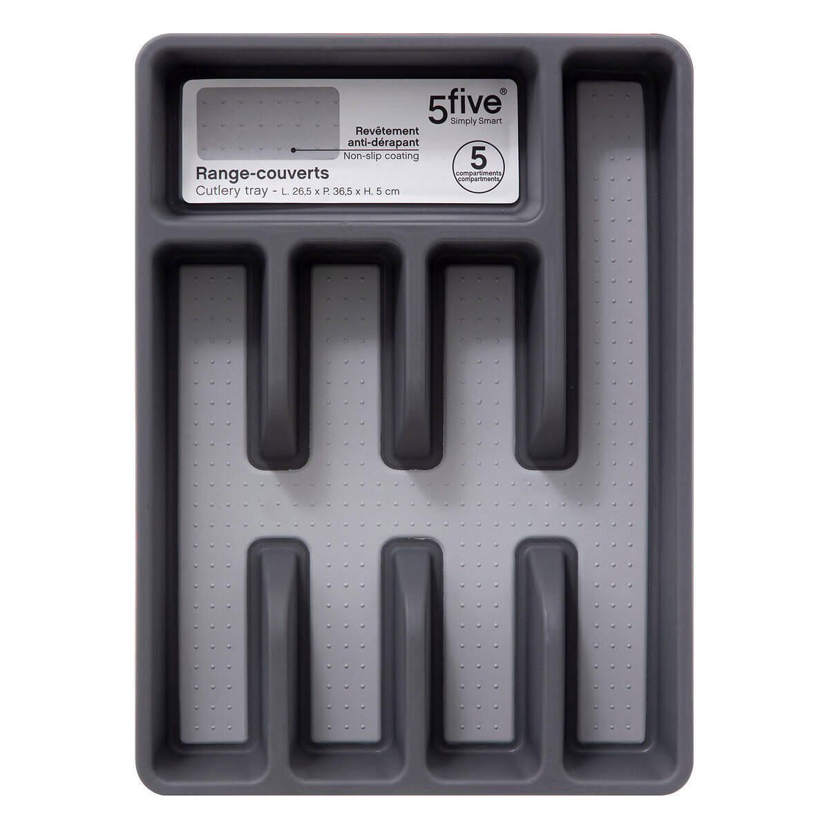 BESTECK-ORGANIZER 26,5/36,5/5 cm - Grau, Kunststoff (26.5/5/36.5cm)