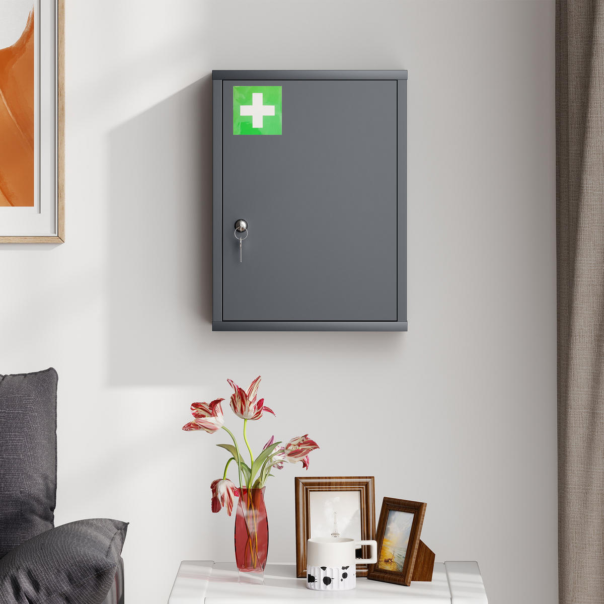 MEDIZINSCHRANK DE-09647 Kohlegrau - Anthrazit, Metall (40/53.5/15cm) - ComfortXL