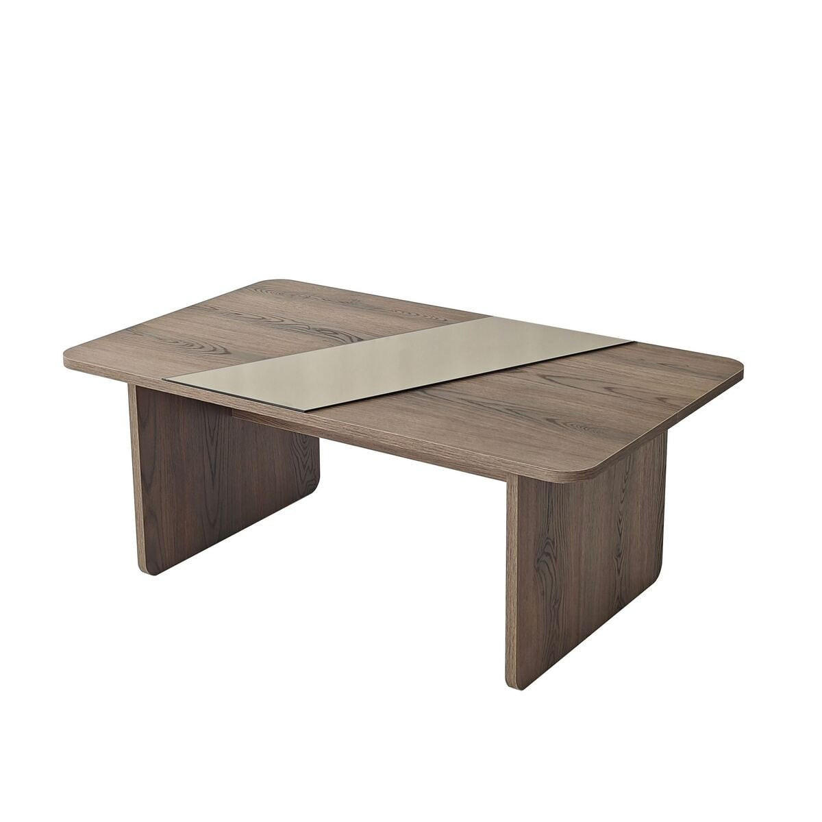COUCHTISCH mit rechteckiger Spiegelplatte 100/60/40 cm - Naturfarben, Holzwerkstoff (100/60/40cm) - Calicosy
