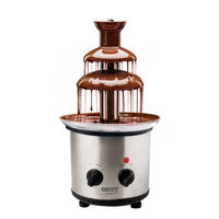 SCHOKOBRUNNEN 320W, Schokofondue, Schokofontäne, Schokoladenbrunnen, Dessert, Party, Fondue Tisch, Süßigkeiten, Küche, Schokolade, Dessert, Obst - Silberfarben, Metall (21.4/40/21.4cm) - camry