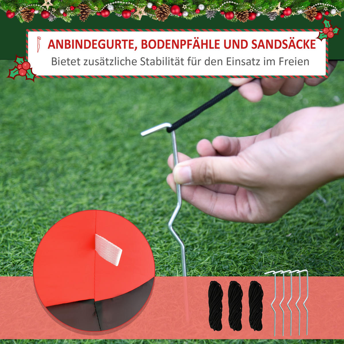 AUFBLASBAR Weihnachtsdeko 2,4 m Weihnachtsmann mit LED-Beleuchtung Gartendeko - Rot, Kunststoff (100/240/140cm) - HOMCOM