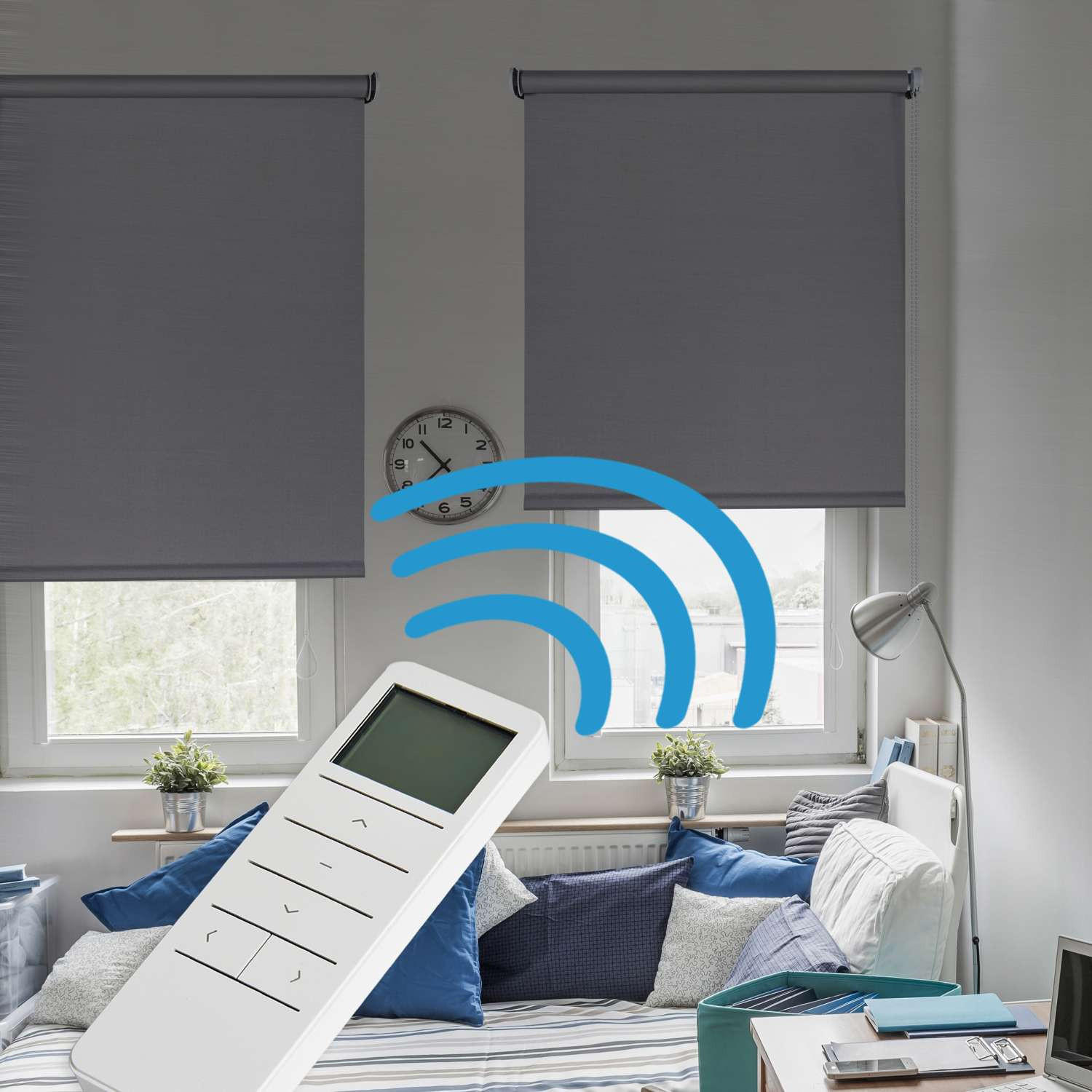 VERDUNKELUNGSROLLO motorisierte Grau 120x250 cm - Grau, Kunststoff (120/250cm) - STORESDECO