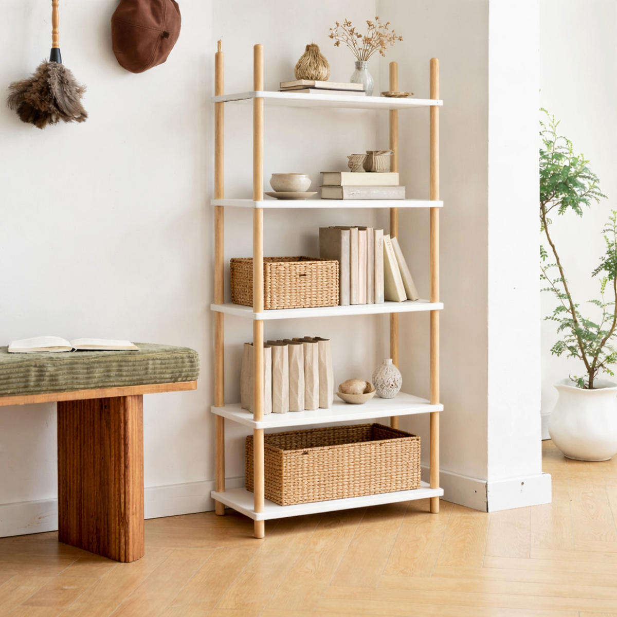 REGAL Weiß - Weiß, Holz (76/154/26cm) - Nordlys