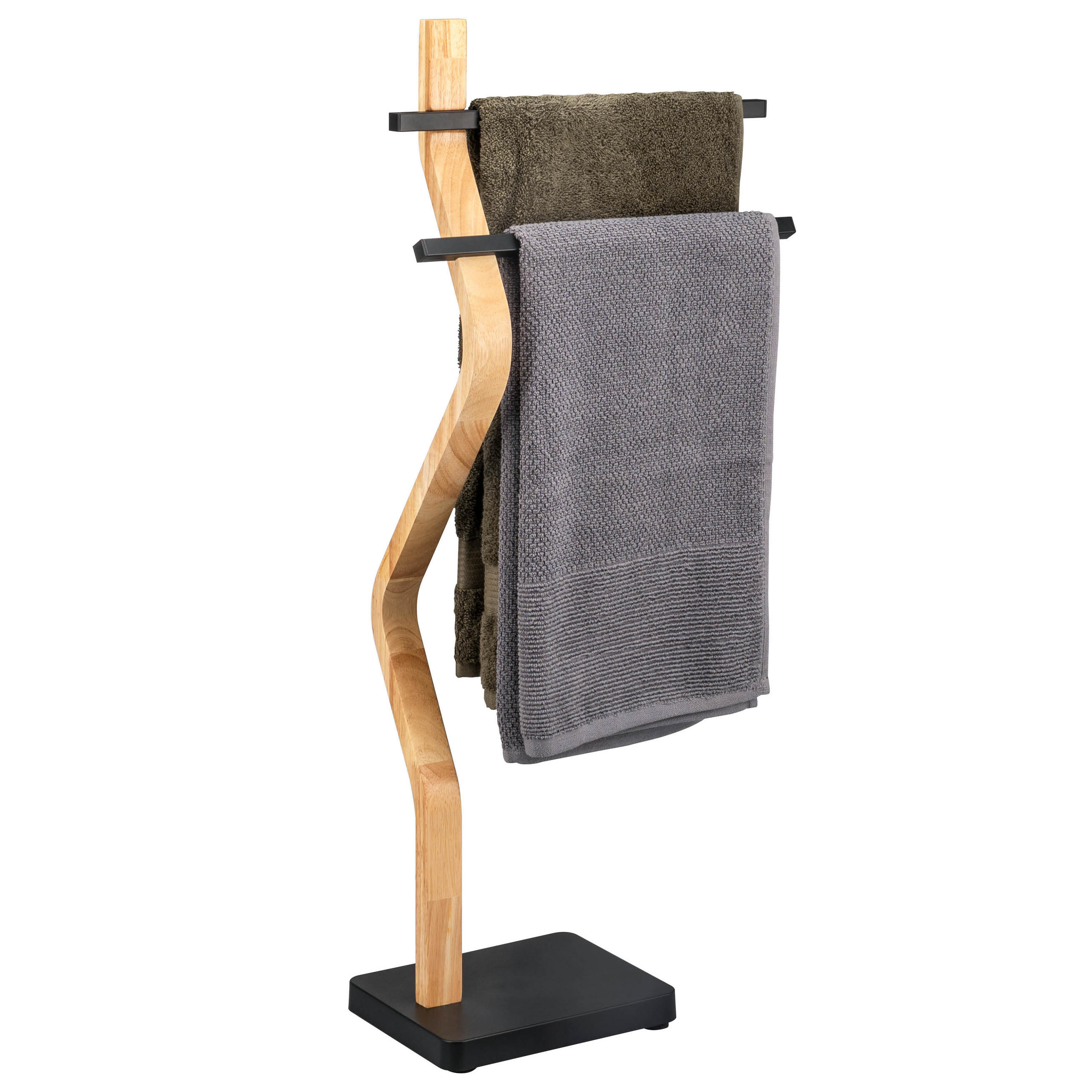 STAND-HANDTUCHHALTER, schwarz - Schwarz, Holz (37/85.5/18cm) - eluno