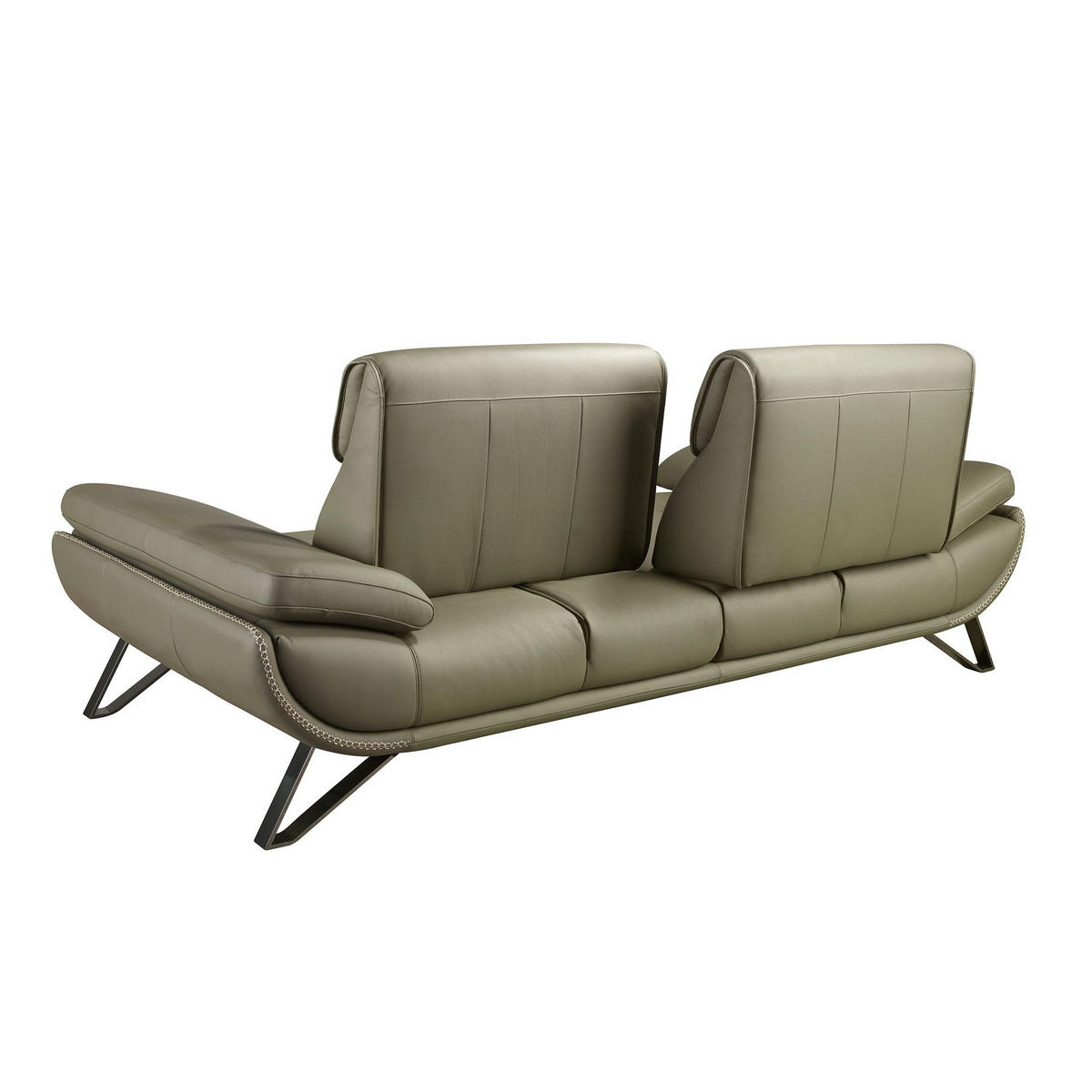 SOFA 3-Sitzer-Sofa aus olivgrünem Leder 225/127 /95 cm - Chromfarben/Dunkelgrün, Leder/Holz (225/95/127cm) - ANGEL CERDA