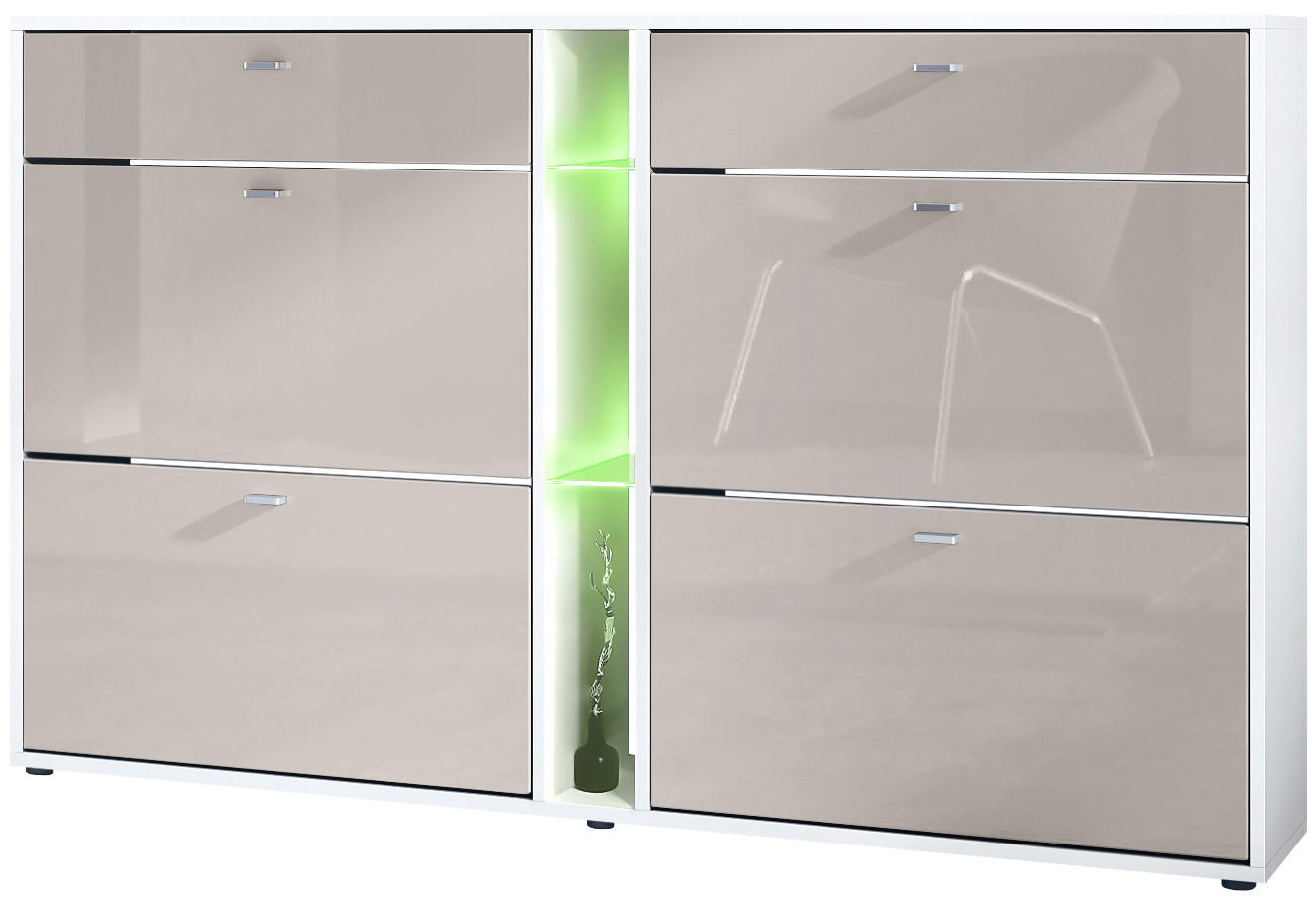 SCHUHSCHRANK Today Fronten in Sandgrau Hochglanz - Sandfarben, Holzwerkstoff (155.5/95/28cm) - Vladon