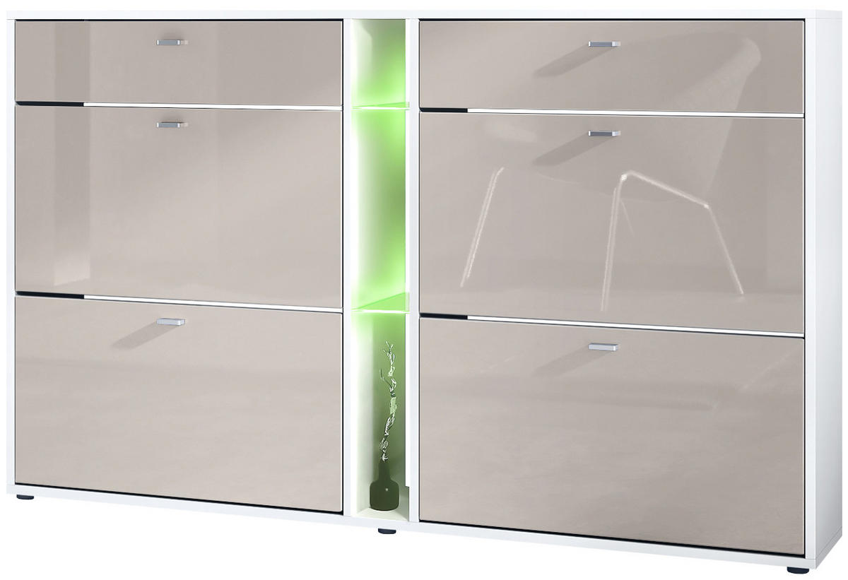 SCHUHSCHRANK Today Fronten in Sandgrau Hochglanz - Sandfarben, Holzwerkstoff (155.5/95/28cm) - Vladon