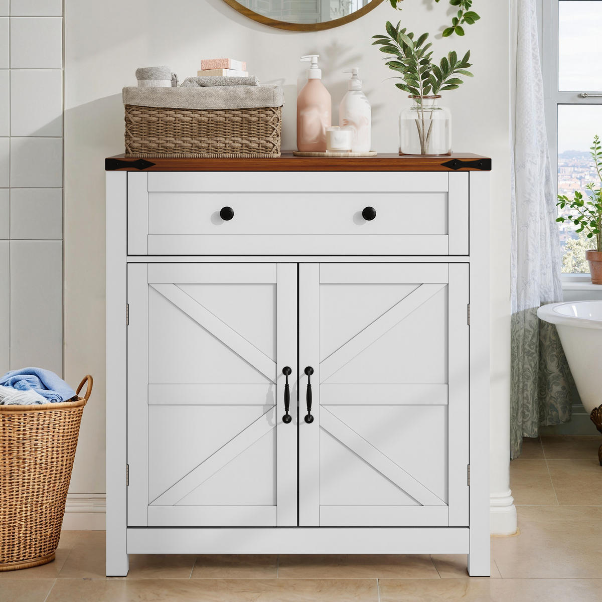 SIDEBOARD 76/83/30 cm Weiß aus MDF mit verstellbarem Einlegeboden - Weiß, Holzwerkstoff (30/83/76cm) - OKMYHOME