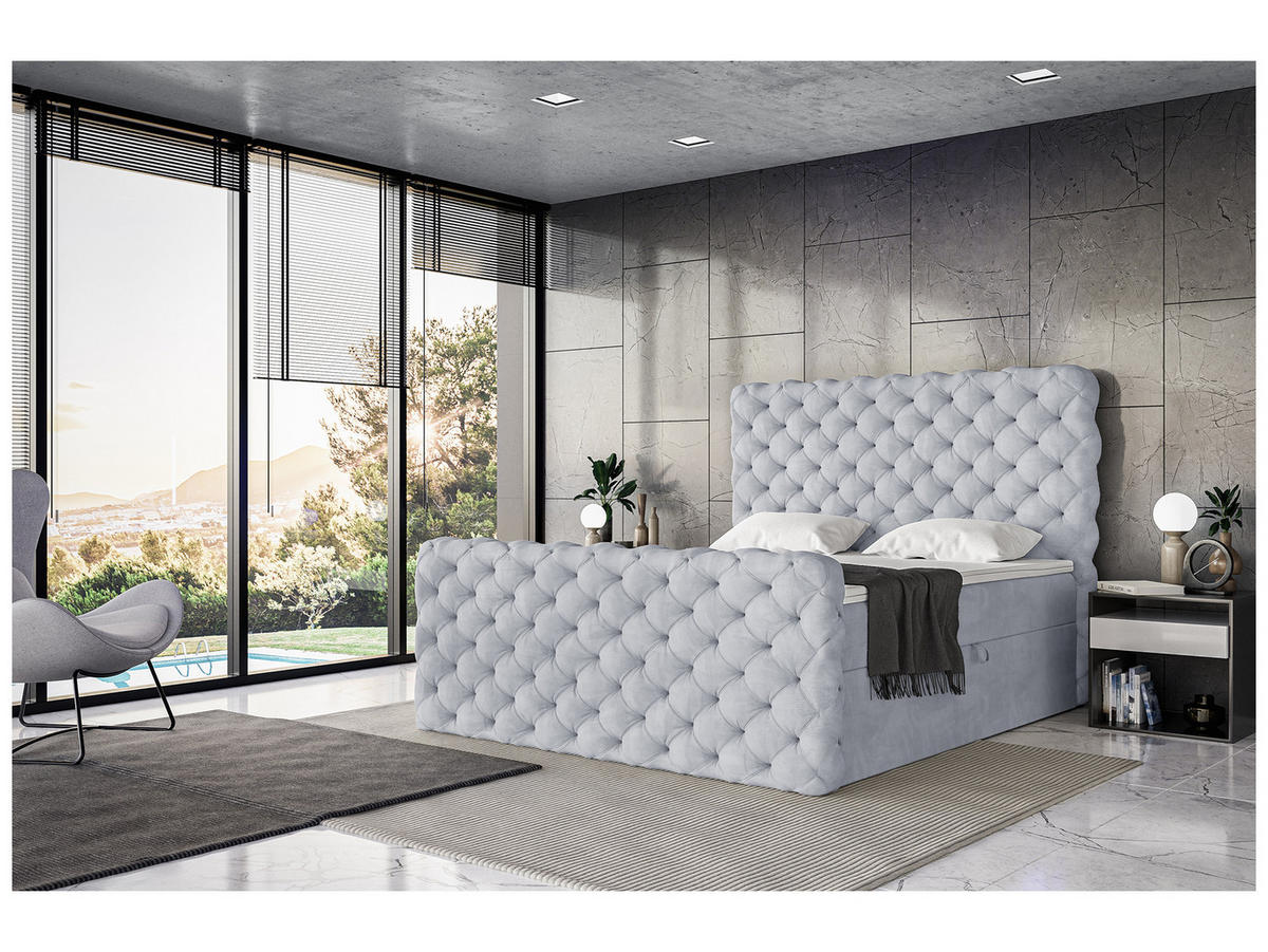 BOXBETT Duke - Hellgrau/Schwarz, Holzwerkstoff/Textil (120/200cm) - Meblini