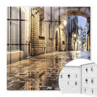SCHLÜSSELBOX Weiß 30x30 cm – Türöffnung nach rechts - Nachtstraße - Grau, Metall (30/30/5cm) - TULUP