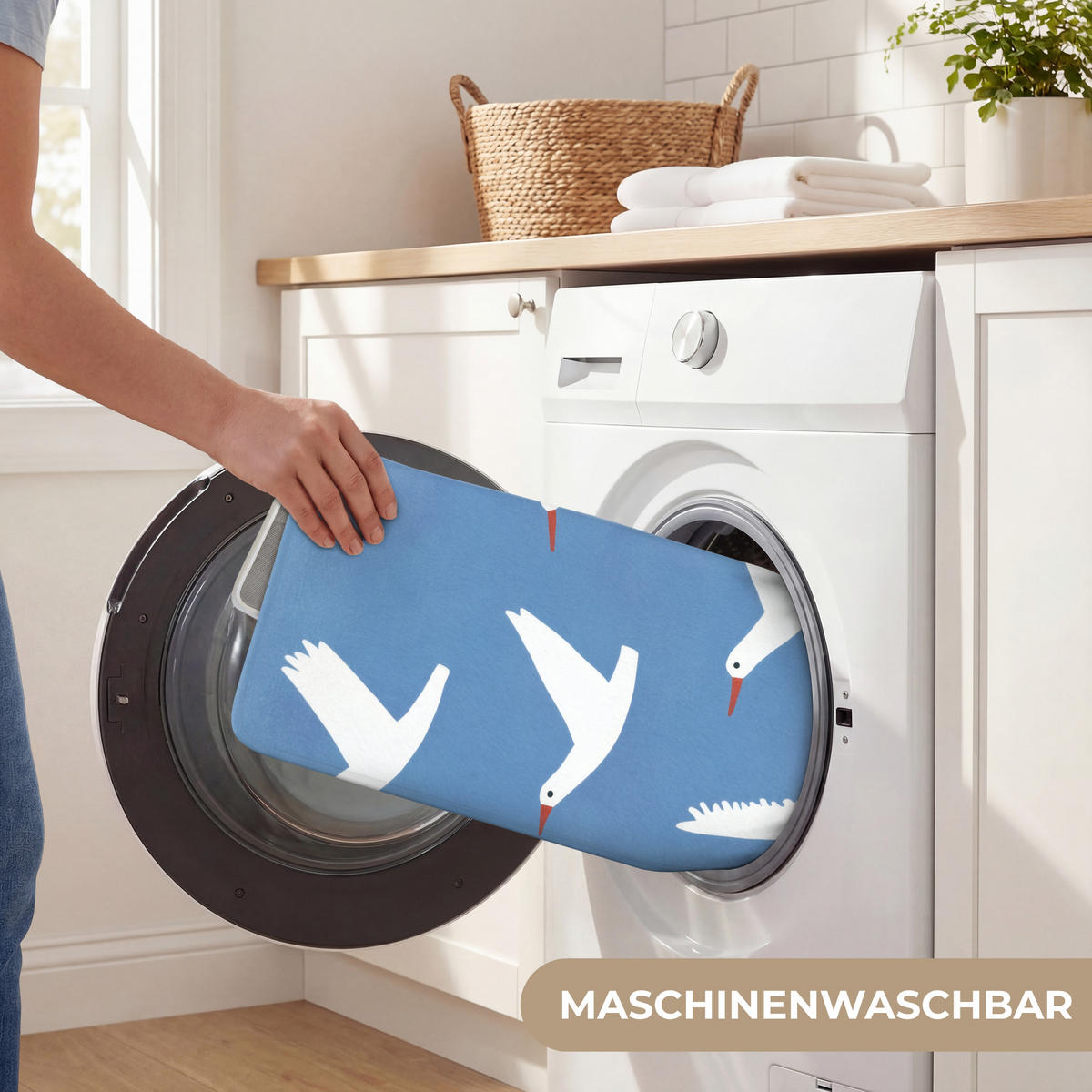 WC PŘEDLOŽKA Ptáci - bílá - vzor 40x60 cm - modrá, textil/plast (40/1cm) - OnlyWow