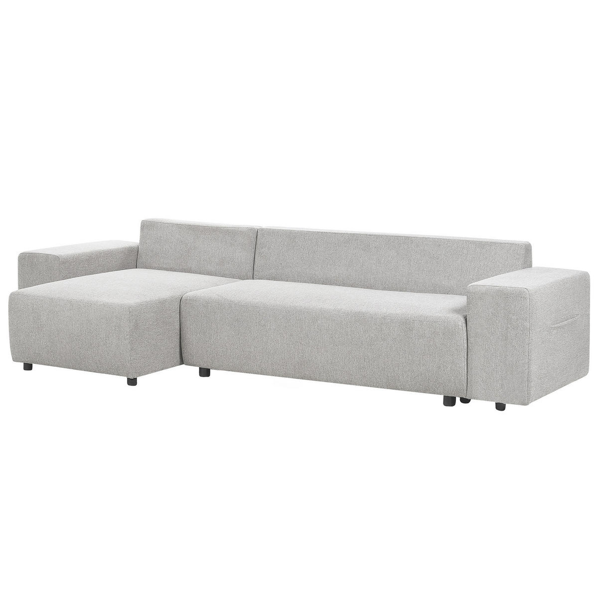 3-SITZER-ECKSOFA hellgrau linksseitig mit Schlaffunktion Stauraum Luspa - Schwarz/Grau, Textil (294/130cm) - Beliani