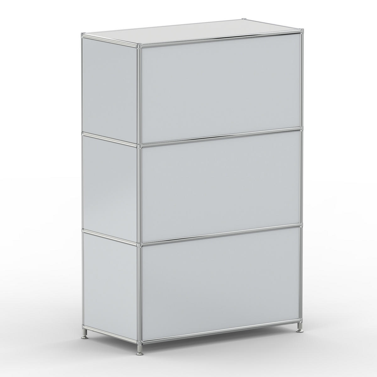 AKTENSCHRANK Büro, 3 offene Fächer, Breite 77 cm, Lichtgrau - Chromfarben/Hellgrau, Metall (40/118/77.2cm) - Versee